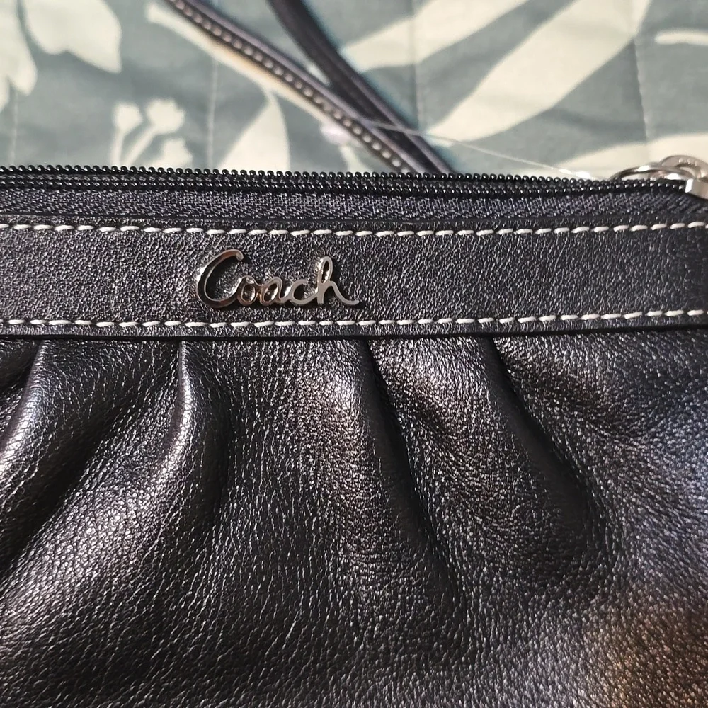 Coach Black Leather Wristlet